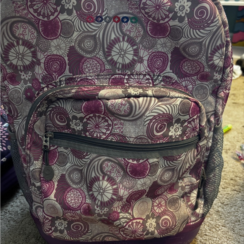 J World Purple Patterned Rolling Backpack - image 2